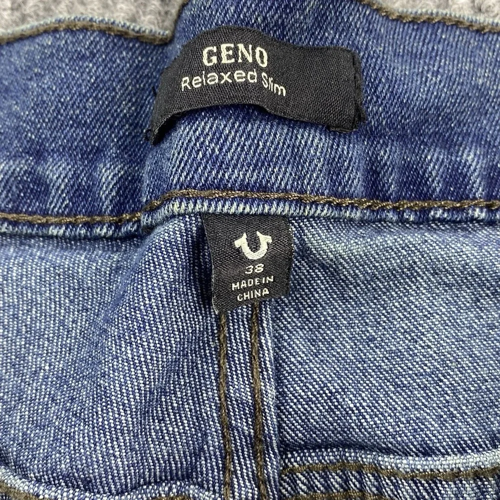 True Religion Geno Relaxed Slim Jeans Mens 38 Blue Flap Pocket Y2K Streetwear